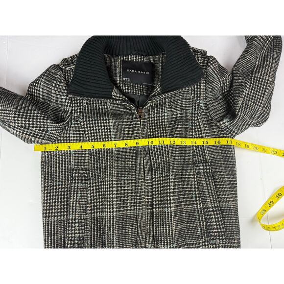 ZARA Plaid Houndstooth Tweed Bomber Jacket - Size XS - Picture 4 of 8